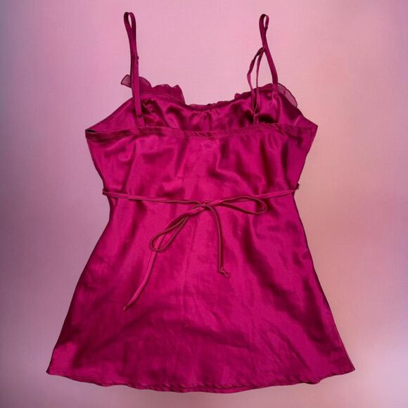 Y2K My Michele pink elegant satin tie back flowy layered cami top🎀 - Picture 6 of 8